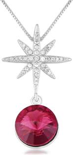 mahi Designer Starry Swarovski Crystal Pendant Rhodium Swarovski Crystal Alloy Pendant