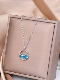 Karishma Kreations Blue Whale Chain Necklace Fashion Accessories Women Girl Silver Stainless Steel Pendant