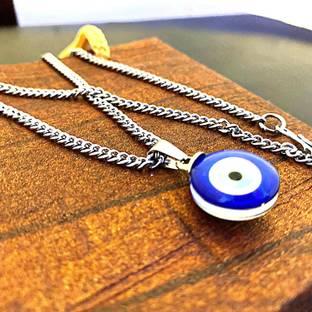 accessoo Natural Blue Evil Eye Protect You From Bad Eyes Metal Bronze, Stainless Steel Pendant Set