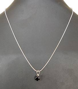 FashionCraft Latest Black Round design Crystal Pendant With Micro Silver Polished Chain Silver Alloy, Crystal, Stone Pendant