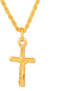 morir Small Cross Necklace for Unisex Gold Plated Brass Jesus Crucifix Pendant Gold-plated Stainless Steel Pendant
