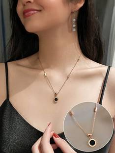 MEENAZ pendant for girls party wear necklace design Rose gold neck Chain Locket women Gold-plated Zircon, Crystal, Diamond, Cubic Zirconia Metal, Alloy, Copper, Brass, Stainless Steel, Steel Pendant