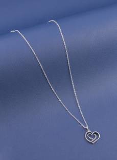 VPCREATION Cubic Zirconia, Diamond Silver Plated Silver, Copper Necklace