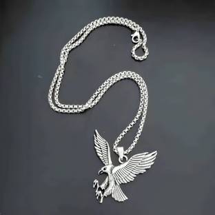 REVERSEA Stylish War Eagle Flying Pendant for Boys & Girls Sterling Silver Silver Silver, Stainless Steel Locket