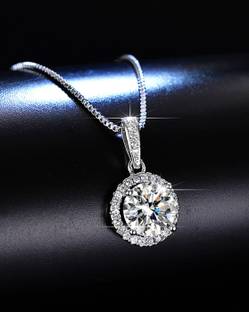 TrendyCare American Diamond Pendant/Necklace for Girl and Women Silver Stainless Steel Pendant