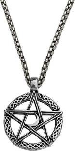 M Men Style Fashion Star Circle Pentagram Pendant Necklace Sterling Silver Stainless Steel Pendant