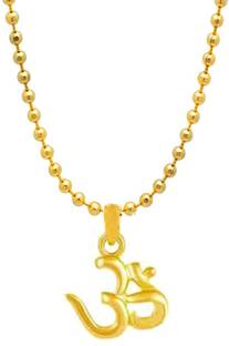 ANVIKA Golden Ball chain With OM Locket Religious Pendant Chain Brass Locket