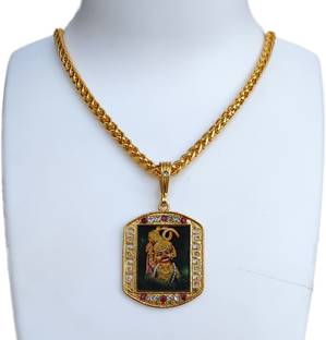D D FASHION Sarangpur Kastabhanjan Dev Hanuman pandent with New rope Chain For Mens and Boys Gold-plated Alloy Pendant Set