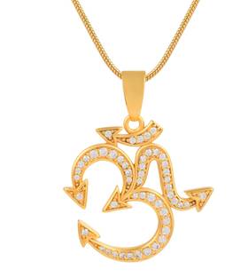 morir Buddism/Hinduism Necklaces for Men Women 18K Gold Plated AUM OM Symbol Pendant Gold-plated Cubic Zirconia Brass Pendant