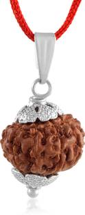 Admier 10 Mukhi Nepali Rudraksha Pendant TEN Faced Rudraksha Natural & Certified Sterling Silver Alloy Pendant