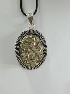 Shivalays Natural GOLDEN Pyrite Pendant with Red Threads With Lab Certificate Crystal Silver Pendant