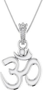 Akshat Sapphire Sterling Silver (92.5% purity) Om Pendant for Men & Women Pure Silver Locket for Good Health & Wealth,Gift for Friends Sterling Silver Pendant