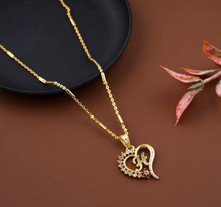 बोगरा सेल्स Latest Ethnic Designer Classy Initial H Letter Diamond Pendant Chain Gold-plated, Copper Diamond, Ruby अलॉय, मेटल पेंडेंट सेट
