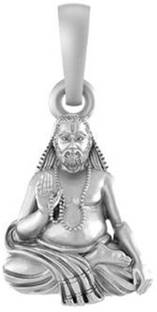 Akshat Sapphire Sterling Silver (92.5% purity) Spiritual Raghavendra Swamy Pendant for Men & Women Pure Silver religious Raghvendra Swami Locket for Good Health & Wealth स्टर्लिंग सिल्वर पेंडेंट