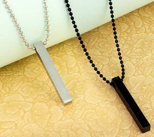 ringzinnie Black Silver Stainless Steel Pendant Set