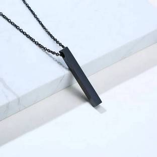 Karishma Kreations 3D Stainless Steel Bar Pendant Necklace Mens Women Cool Vertical Pendant Chain Silver, Gold-plated, Platinum, Titanium Cubic Zirconia, Crystal Stainless Steel, Alloy, Brass Pendant