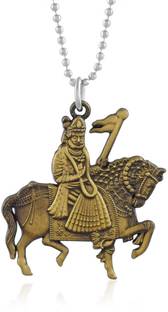 memoir Brass Antique Goldplated both side wearable Ramdevra Ramdevji Hindu Pendant Silver Brass Pendant