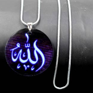 AFH Name of Allah God Religious Crystal Necklace Snake Chain Pendnet for Men Women Acrylic Pendant