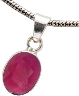 Chopra Gems Most Demanded & Beautiful 100% Effective Ruby Stone Pendant For Unisex Silver Ruby Brass