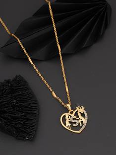 BOGHRA SALES Alphabet S Letter Gold-plated Diamond Alloy Pendant Chain For Girls,Women Gold-plated Cubic Zirconia Alloy Pendant