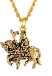 मोरीर Oxidized Gold Finish Baba Ramdev Ramdevji Locket Pendant With Chain Gold-plated पीतल पेंडेंट