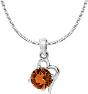 mahi Yellow Victorian Heart Rhodium Swarovski Crystal Alloy Pendant