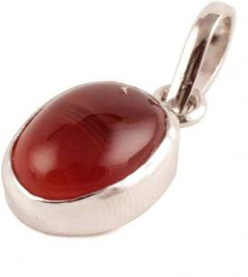 Gemzonite Most Demanded Beautiful 100% Effective Red Sulemani Hakik Pendant For Unisex Silver Brass Pendant