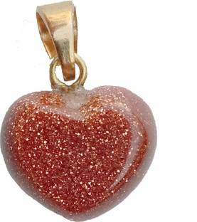 uniqueitems Red Sun Gemstone Heart Shape Pendant for Women and Girls. Brass Pendant