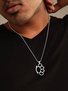 Roadster Roadster Silver Plated Neck Chain With Paw Pendant Silver Brass Pendant Set