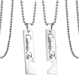 Sullery Personalized Message Bar Necklace - Your Unique Name Jewelry For Unisex Stainless Steel Pendant