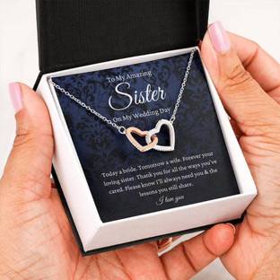 Rakva Sister Of The Bride From Sister, To Sister Wedding Day Gift From Bride Zircon Sterling Silver Pendant Set