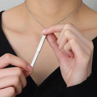 Vivity Secret Hidden Bar Pendant Lastest Korean 3D Vertical Name Necklace Set Silver Stainless Steel Pendant Set