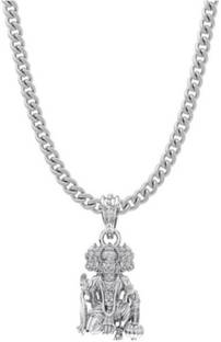 Akshat Sapphire Sterling Silver (92.5% Purity) God Panchmukhi Hanuman Curb Chain Pendant 22 Inch Sterling Silver Pendant Set