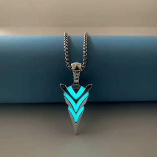 Murliwala Radiam Arrow Alloy Pendant with Stainless Steel Box Chain for Men & Boy Silver Stainless Steel Pendant Set