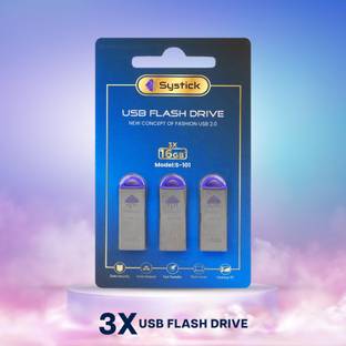 SYSTICK USB FLASHDRIVE 2.0 (16GB) {COMBO OF 3} 16 GB Pen Drive Compatible with Audio Player, Desktop Computer, Gaming Console, Laptop, Netbook, Tablet, Television USB 2.0 Metal Case
