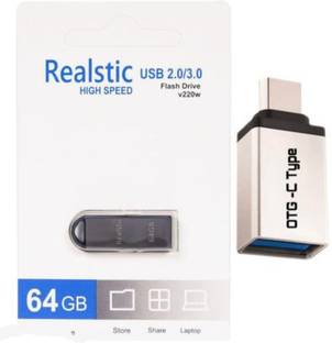 Realstic USB Flash Drive 2.0 with Type c otg Pen Drive 64 GB 64 GB Pen Drive Compatible with Mobile, Laptop USB 2.0 Plastic Case