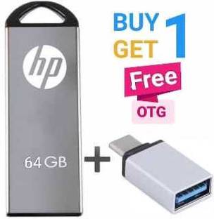 HP V220W 64 GB Pen Drive Compatible with Netbook, Gaming Console, Desktop Computer, Audio Player, Television, Laptop USB 2.0 Metal Case