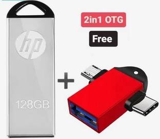 HP V220 2IN1 OTG METALS 128 GB Pen Drive Compatible with Laptop, Mobile, Desktop Computer, Netbook USB...