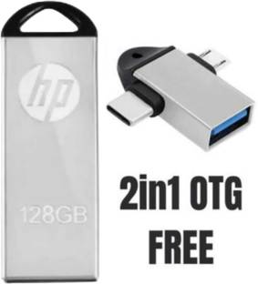 HP V220W Flash Drive 128 GB Pen Drive Compatible with Laptop, Netbook, Tablet, Mobile, Desktop Computer USB 2.0, USB 3.0 Metal Case