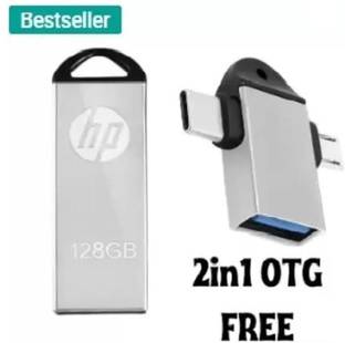 HP V220g OTG 2IN1 128 GB Pen Drive Compatible with Laptop, Mobile, Tablet USB 2.0, USB 3.0 Metal Case