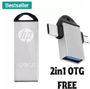 HP V220 OTG 2IN 1 FREE 128 GB Pen Drive Compatible with Laptop, Mobile, Tablet USB 2.0, USB 3.0 Metal Case