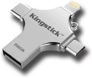 Kingstick 256GB USB 3.0 4 In 1 Metal Pendrive Compatible With IOS, PC, Macbook, Android 256 GB OTG Drive Compatible with Laptop, Gaming Console, Audio Player, Television, Netbook, Tablet, Mobile, Desktop Computer USB 3.0 Metal Case