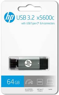 HP HPFDX5600C 64 GB OTG Drive Compatible with Mobile, Desktop Computer, Laptop USB 3.2 Plastic Case
