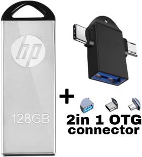 HP Flash Drive 128 GB OTG Drive Compatible with Audio Player, Desktop Computer, Laptop, Mobile, Netbook, Tablet USB 2.0, USB 3.0 Metal Case