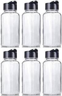 NAVPATH Pepper Square Glass Jar with Dual-Sided Black|120 ml Spice Container | Pack of 6 Glass Traditional Pepper Mill
