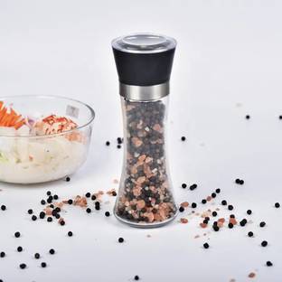 Rossella Salt and Pepper Refillable Grinder Shaker with Adjustble Ceramic Rotator Crusher Plastic, Glass Squeeze Mill