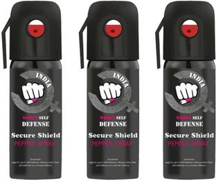 SECURE SHIELD Women Self Defence Pepper Spray for Safety/Protection, Compact Size with Clip | Max Protection - 45 shots | 55 ml | Pack of 3 Pepper Stream Spray