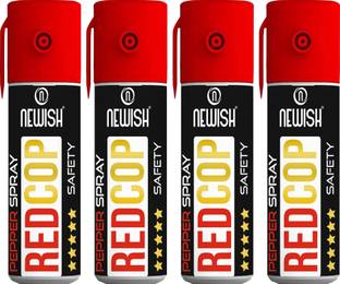 NEWISH Pepper Spray For Self Defence| Strong , Pocket size, Range - 15 Feet (55 ml x 4) Pepper Stream Spray