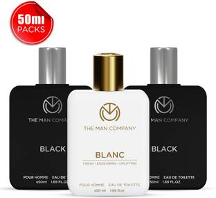 THE MAN COMPANY Iconic Perfumes, Black and Blanc EDT 3 x 50ml | Long-Lasting Fragrance Eau de Toilette  -  150 ml
