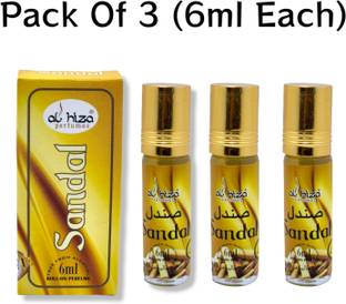 Alhiza Sandal Roll‑on Perfume | Alcohol‑Free Attar | Pack of 3 Perfume  -  6 ml